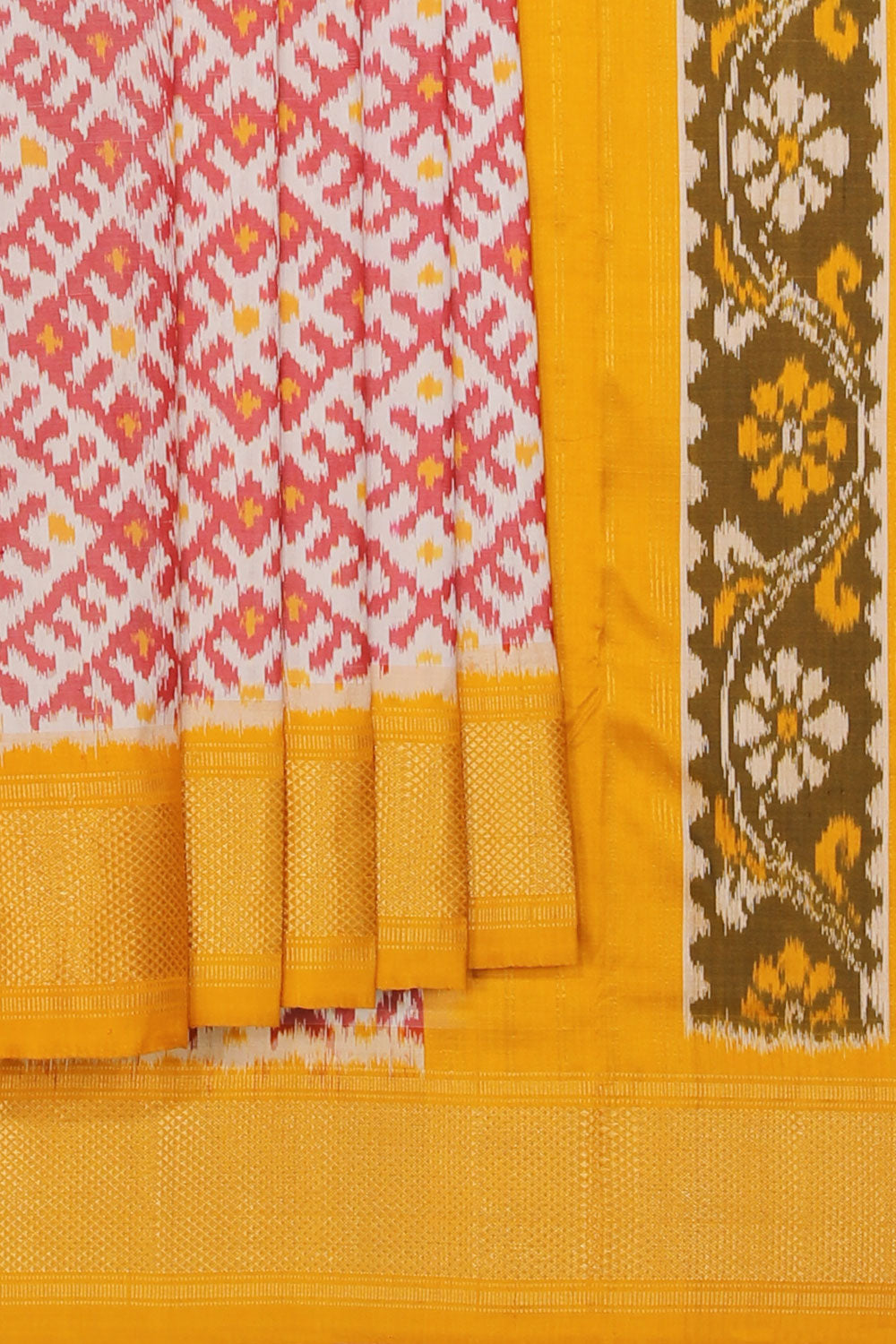 Image of Pochampally Ikat Silk Cream Saree